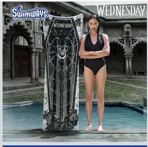 SwimWays Wednesday Coffin Shaped Suntanner Inflatable Pool Float